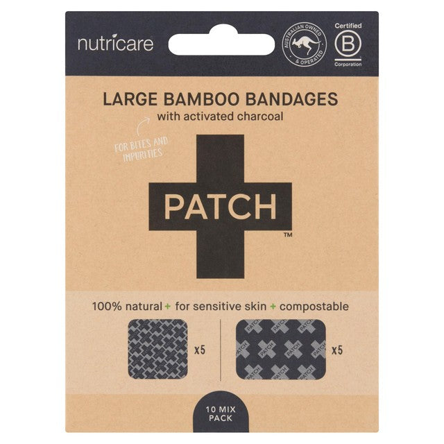 Patch Bamboo Sensitive Activated Charcoal Large Plasters, imported from the UK