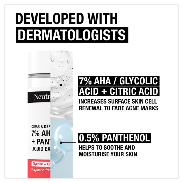 Neutrogena Liquid Exfoliant 7% AHA Panthenol 125ml, imported from the UK