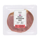M&S wafer thin roast silverside beef slices 80g, imported from the UK