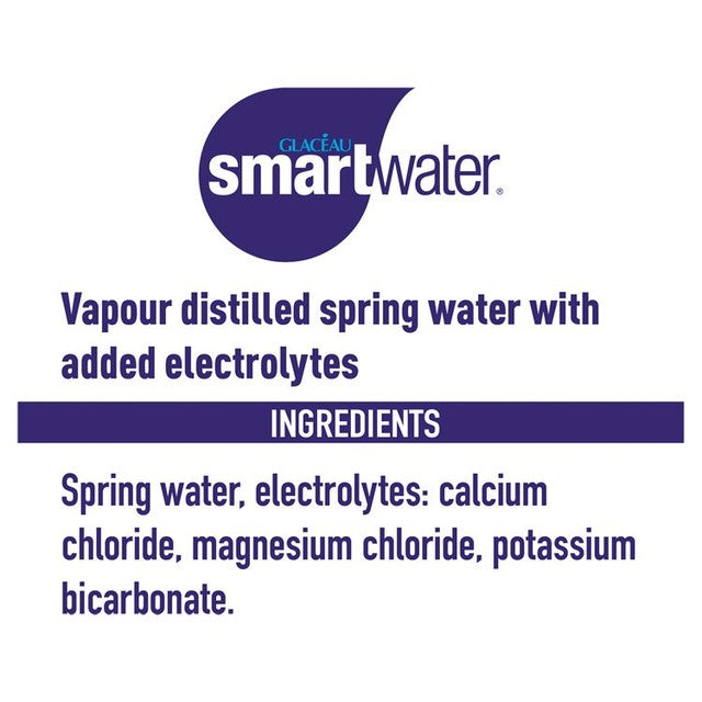 Glaceau Smartwater bottled spring water, imported from the UK
