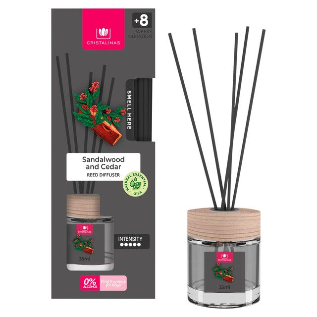 Cristalinas reed diffuser sandalwood and cedar 35ml - British product