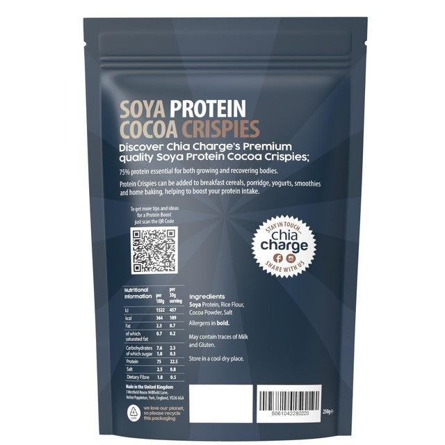 Chia Charge cocoa soya protein crisps 250g, UK version