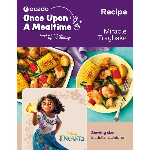 Ocado Disney Encanto Tray Bake recipe card - British product