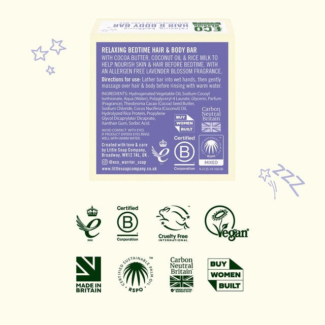 Little Soap Company Eco Warrior Baby & Child Relaxing Bedtime Hair & Body Soap Bar 50g - British product
