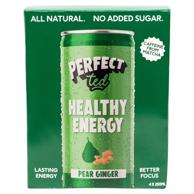 Perfect Ted pear ginger energy drink 4 x 250ml, imported from the UK