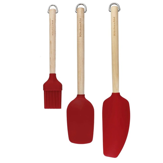 KitchenAid 3 Piece Birchwood Baking Utensil Set with Hooks, UK version