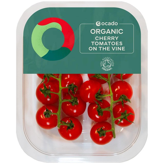 Ocado organic cherry tomatoes on the vine 200g, imported from the UK