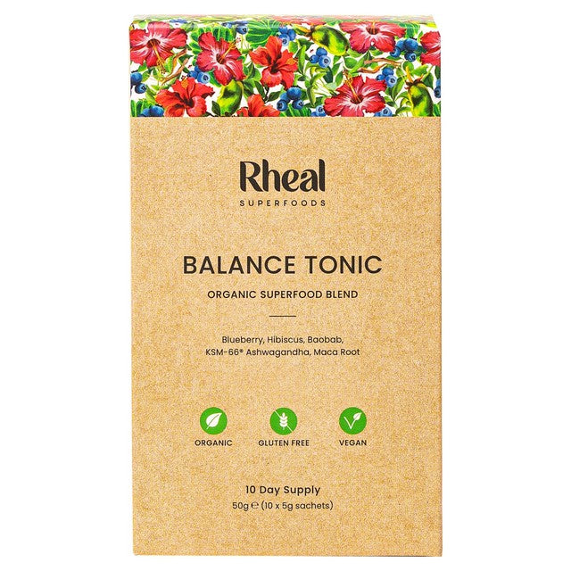 Rheal Superfoods Balance Tonic powder sachets 50g, imported from the UK