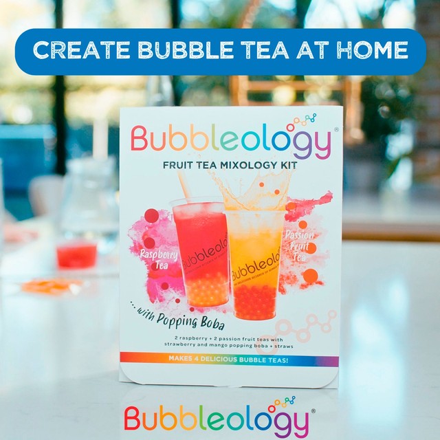 Bubbleology fruit bubble tea mixology kit with popping boba 430g - British product
