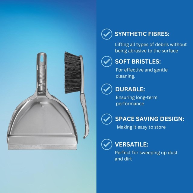 Elliott dustpan brush set silver soft 28x9.5cm - British product