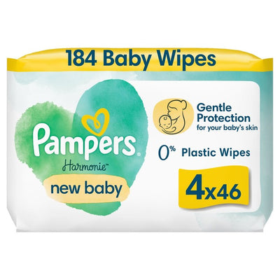 M&S Pampers Harmonie New Baby Plastic Free Wipes 4 Packs of 46- Buy online at McGrocer