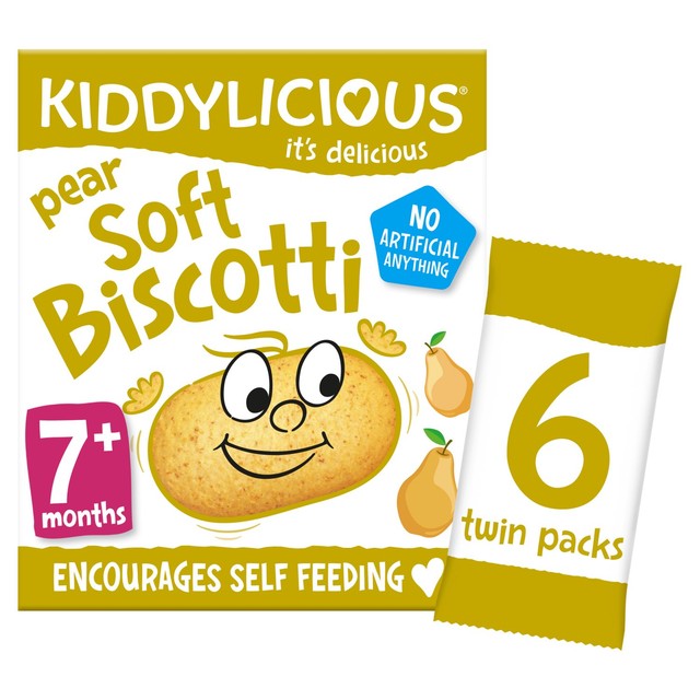 Kiddylicious pear soft biscotti baby snacks 6x20g, UK version
