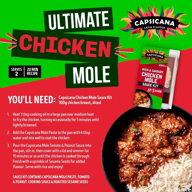 Capsicana Mexican chicken mole cooking sauce kit 273g - British product