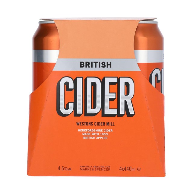 M&S British Cider 4 x 440ml cans, imported from the UK