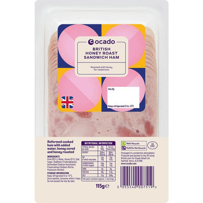 M&S Ocado British Honey Roast Sandwich Ham 115g- Buy online at McGrocer
