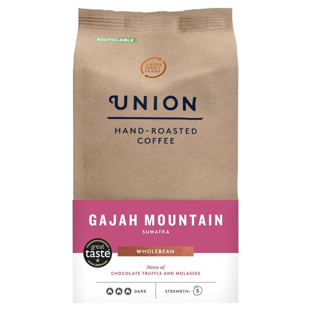 Union Hand-Roasted Gajah Mountain Sumatra whole bean coffee 200g, UK version