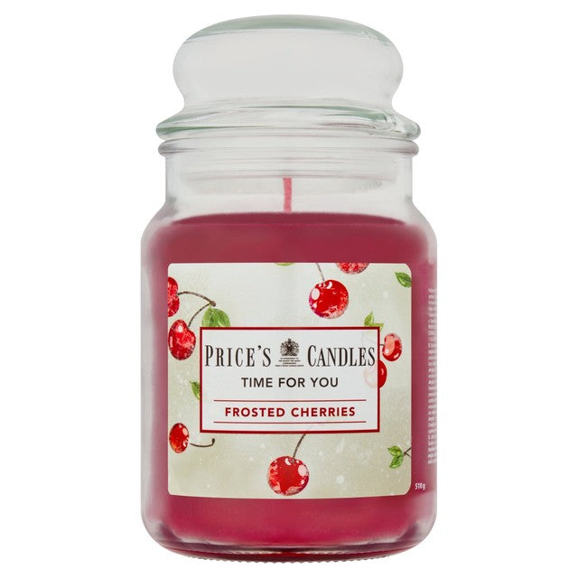 Price's frosted cherries jar candle 510g, imported from the UK