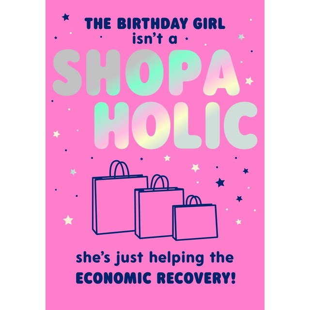Pigment Shopaholic Birthday Card 130mm x 176mm (British brand)