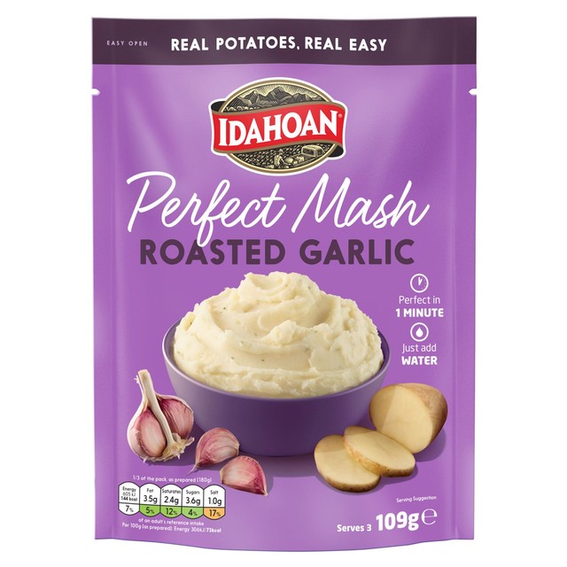 Idahoan roasted garlic mash 109g, UK version