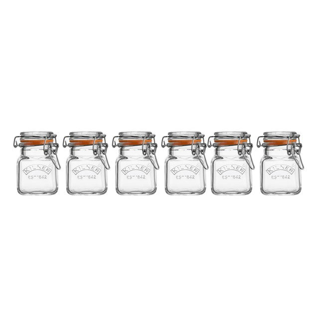 Kilner glass clip top spice jar set with wooden crate, 70ml jars, UK version