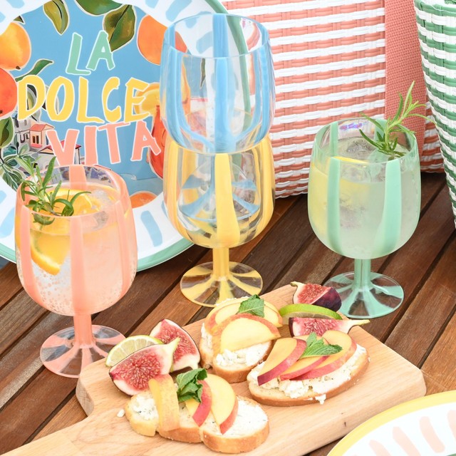 Summerhouse Portofino stripe wine glasses stackable tumblers, imported from the UK