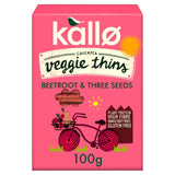 Kallo Veggie Thins beetroot and three seed chickpea crackers 100g, UK version