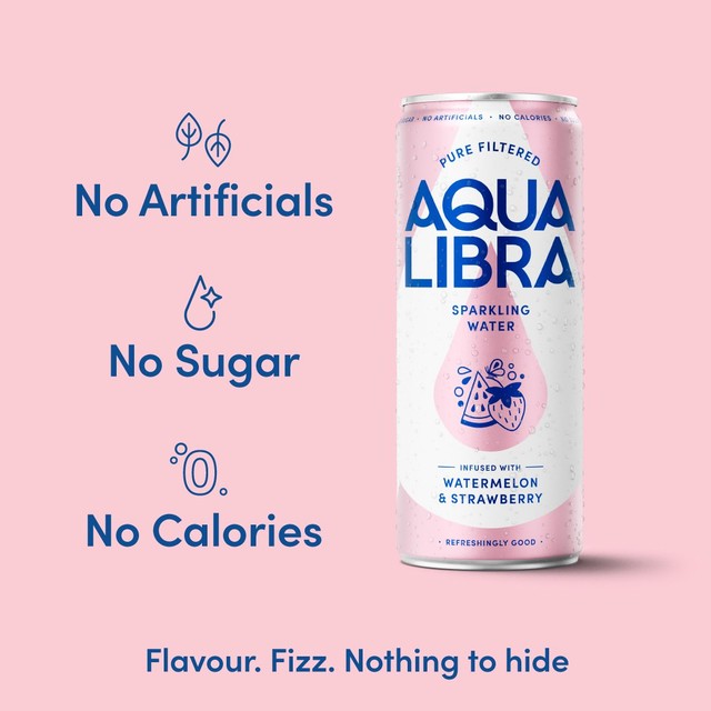 Aqua Libra Watermelon & Strawberry Sparkling Water 4 x 330ml - British product