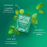 Pukka Three Mint Herbal Tea 40 bags, imported from the UK