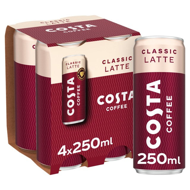 Costa Latte iced coffee drink 4 x 250ml cans - British product