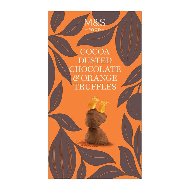 M&S cocoa dusted chocolate & orange truffles 200g, imported from the UK