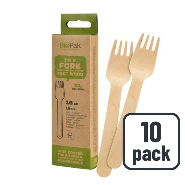 BioPak wooden forks 10 per pack - British product