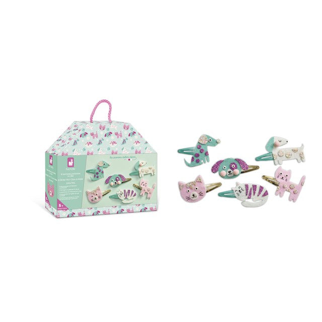 Janod Little Pets craft kit hair clips 6 piece (British brand)