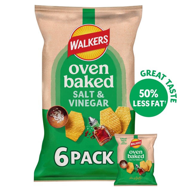 Walkers baked salt vinegar crisps 6 x 22g (British brand)