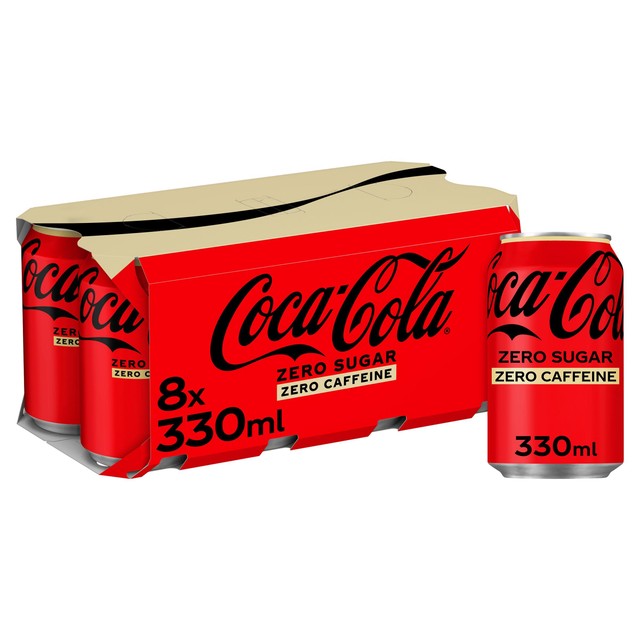 Coca-Cola Zero Sugar Zero Caffeine cola drink 8x330ml - British product