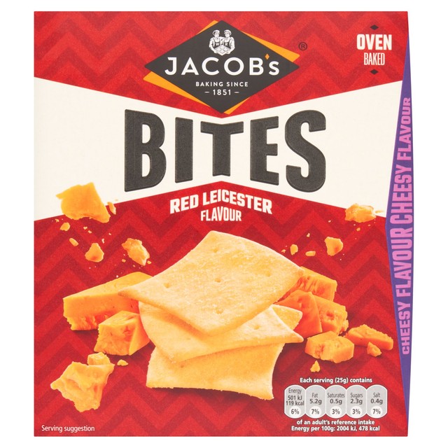 Jacob's Bites Red Leicester cracker bites 125g, UK version