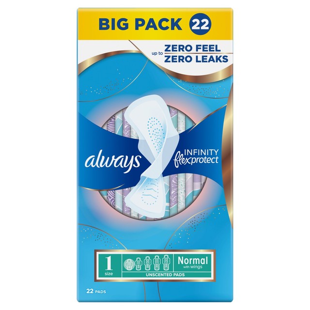 Always Infinity Pads Size 1 22 count, imported from the UK