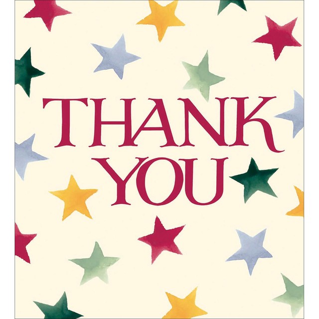 Woodmansterne Emma Bridgewater stars thank you card pack of 8 - British product