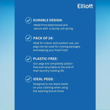 Elliotts Beech Wood Dolly Pegs 24 Pack - British product