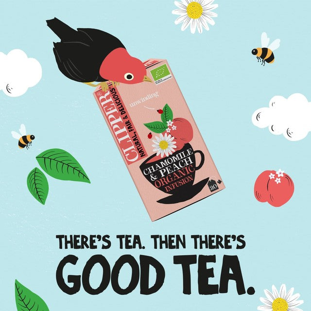 Clipper Chamomile & Peach organic infusion tea bags 20 per pack - British product