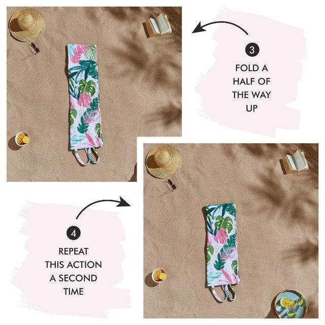 Catherine Lansfield tropical palm beach towel set with bag - British product