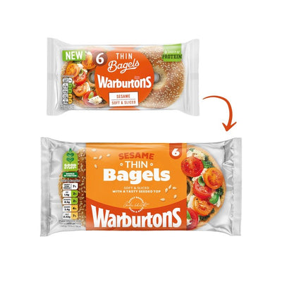 Warburtons Bagels Blancs Fins au Sésame Lot de 6
