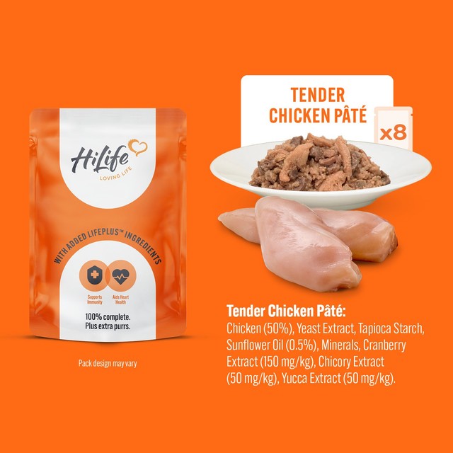 HiLife kitten food Tender Chicken 8 x 70g, UK version