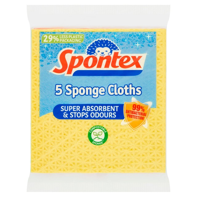 Spontex sponge cloths assorted colours 5 pack (British brand)