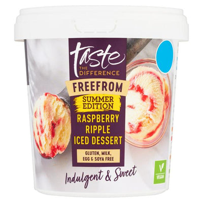 Sainsburys Free From Bringebær Virvel Isdessert Sommerutgave Smak Forskjellen 500ml