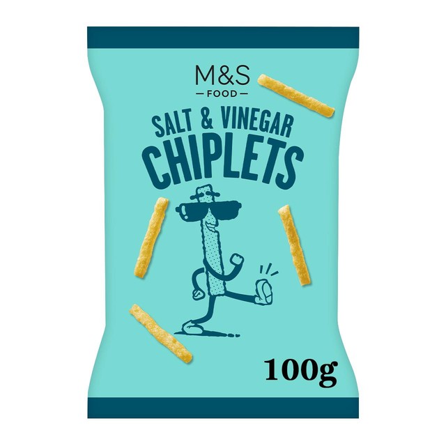 M&S salt and vinegar potato and corn snacks 100g, imported from the UK
