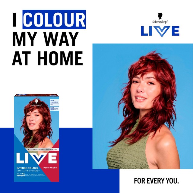 Schwarzkopf LIVE 043 Red Passion hair dye (British brand)