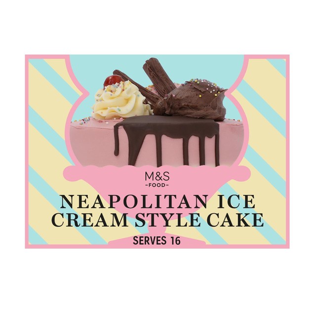 M&S Neapolitan ice cream parlour cake 1.23kg, imported from the UK