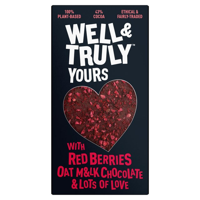Well & Truly oat milk chocolate bar with red berries 90g (British brand)