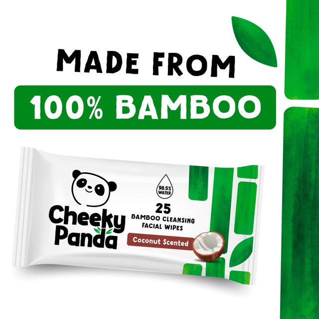 Cheeky Panda bamboo face wipes coconut scented 25 pack (British brand)