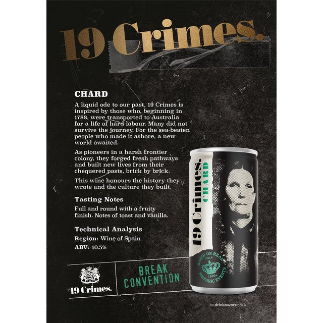 19 Crimes Chardonnay canned wine 18.7cl - British product